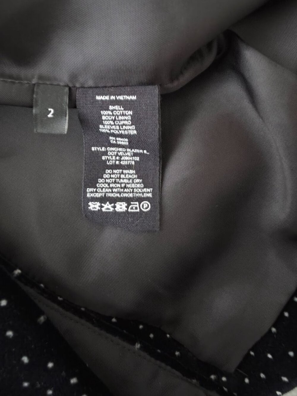 Theory ANDORIE Cinched Black Velvet Polka Dot Blazer Jacket Women's Sz 2 - Picture 6 of 7